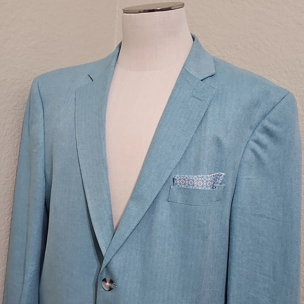 Alan Flusser Blue Linen Blazer